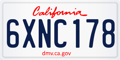 CA license plate 6XNC178