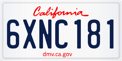 CA license plate 6XNC181