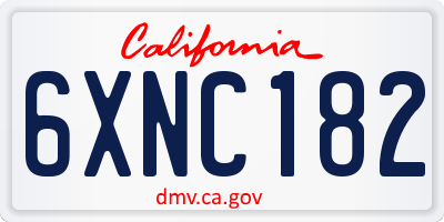 CA license plate 6XNC182