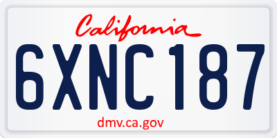 CA license plate 6XNC187