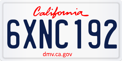CA license plate 6XNC192