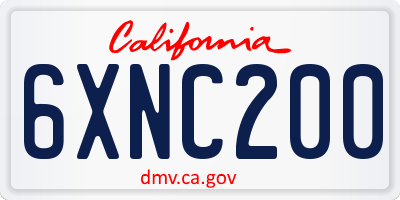 CA license plate 6XNC200