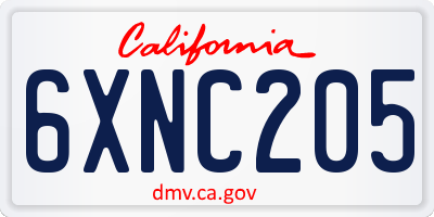 CA license plate 6XNC205