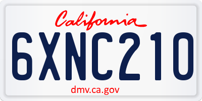 CA license plate 6XNC210