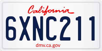 CA license plate 6XNC211