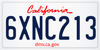 CA license plate 6XNC213