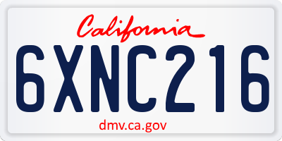 CA license plate 6XNC216