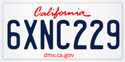 CA license plate 6XNC229