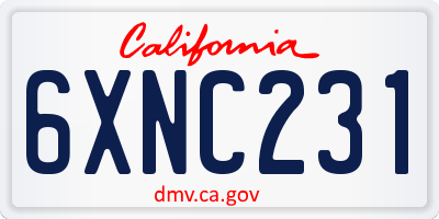 CA license plate 6XNC231
