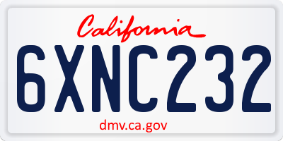 CA license plate 6XNC232