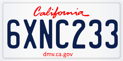 CA license plate 6XNC233