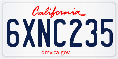 CA license plate 6XNC235