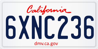 CA license plate 6XNC236