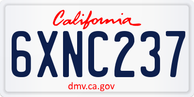 CA license plate 6XNC237