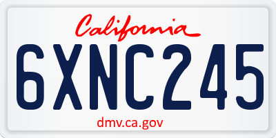 CA license plate 6XNC245