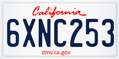 CA license plate 6XNC253