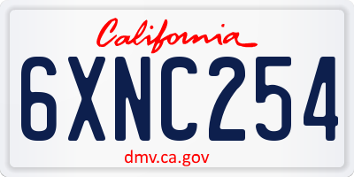 CA license plate 6XNC254