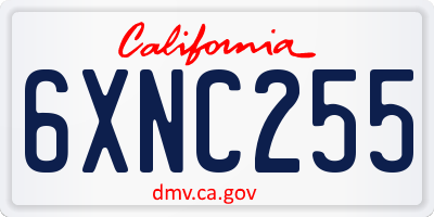 CA license plate 6XNC255