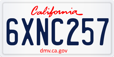 CA license plate 6XNC257