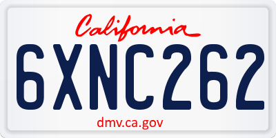 CA license plate 6XNC262