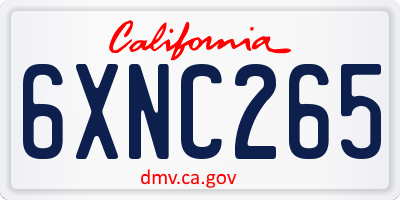 CA license plate 6XNC265