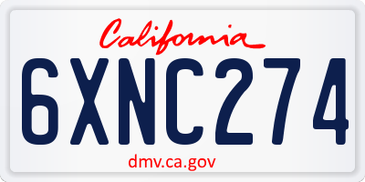 CA license plate 6XNC274