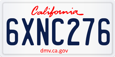 CA license plate 6XNC276