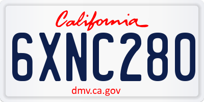 CA license plate 6XNC280