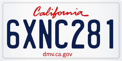 CA license plate 6XNC281