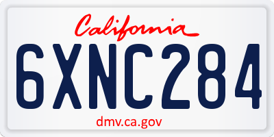 CA license plate 6XNC284
