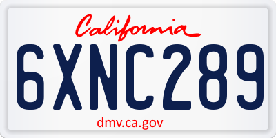 CA license plate 6XNC289