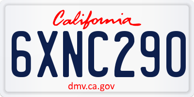 CA license plate 6XNC290