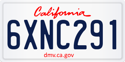 CA license plate 6XNC291