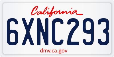 CA license plate 6XNC293