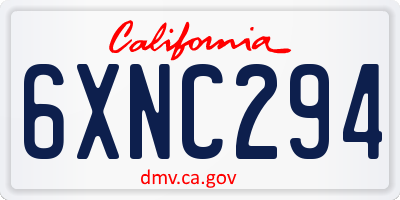 CA license plate 6XNC294