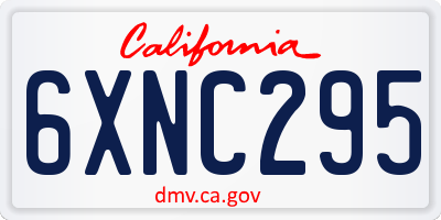 CA license plate 6XNC295