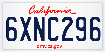 CA license plate 6XNC296