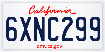 CA license plate 6XNC299