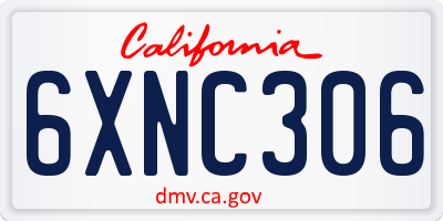 CA license plate 6XNC306