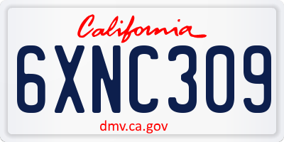 CA license plate 6XNC309