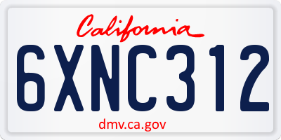 CA license plate 6XNC312