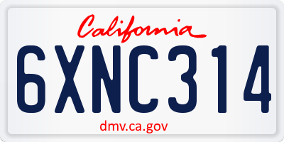 CA license plate 6XNC314
