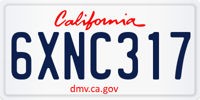 CA license plate 6XNC317