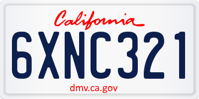 CA license plate 6XNC321