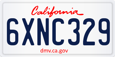 CA license plate 6XNC329