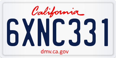 CA license plate 6XNC331