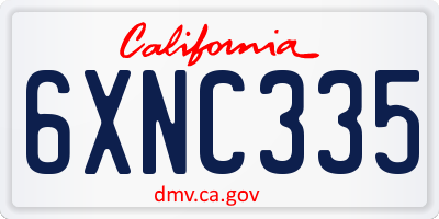 CA license plate 6XNC335