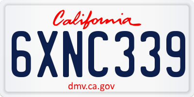 CA license plate 6XNC339