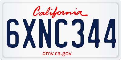 CA license plate 6XNC344