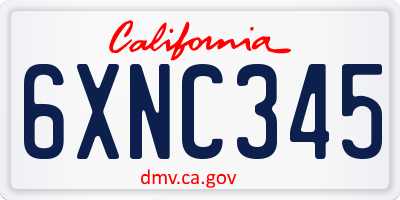 CA license plate 6XNC345